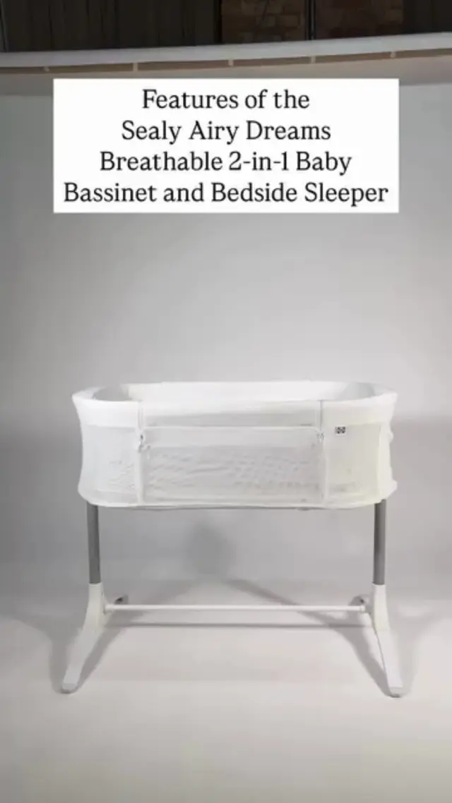 Sweet dreams start here. 🌙 The Sealy Airy Dreams Breathable 2-in-1 Baby Bassinet and Bedside Sleeper keeps baby close and comfy with breathable mesh walls, a quilted mattress pad, and a side panel that zips down for easy nighttime feedings. 💤⁠
⁠
#SealyBaby #cribmattress #cribpad #nursery #nurserymusthave #baby #toddler #newborn #mom #dad #babymusthave #safesleep #sleep #babysleep #nurserymusthaves #musthaves #nurseryessential